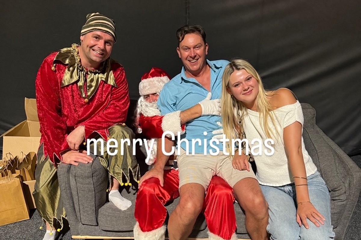 Bruce Sheppard dressed as Santa at the Argus Fire Christmas party