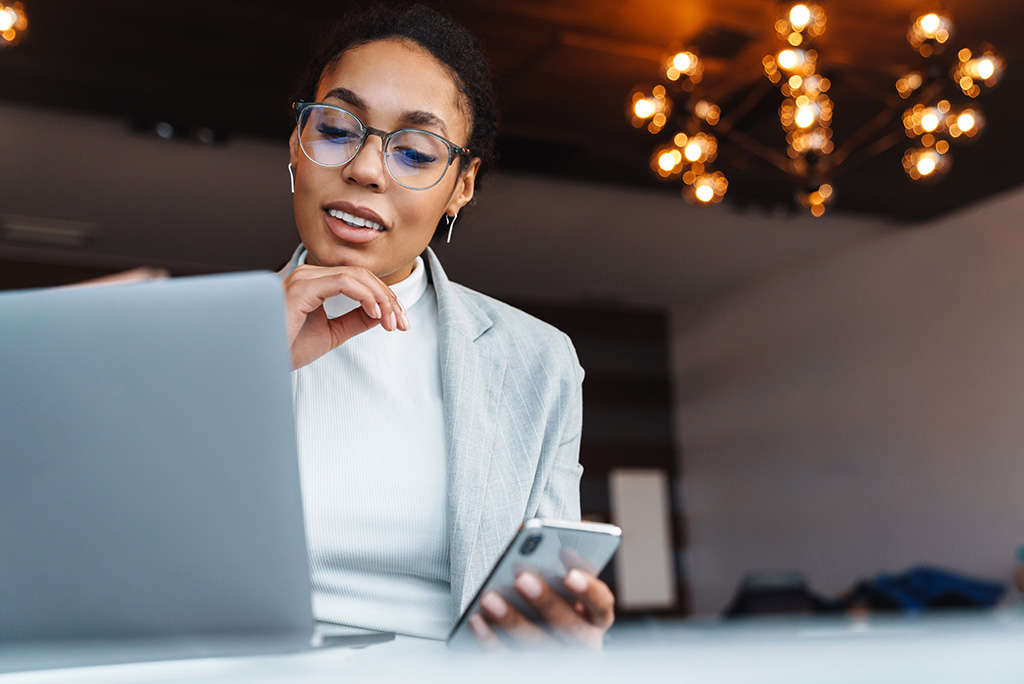 business woman working on laptop