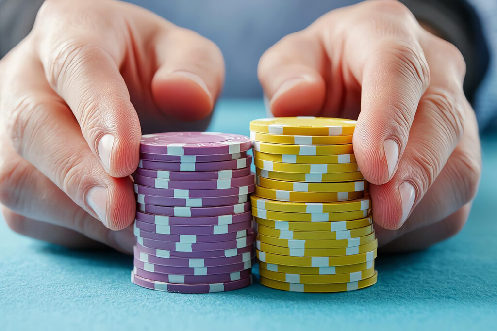 two stacks of poker chips